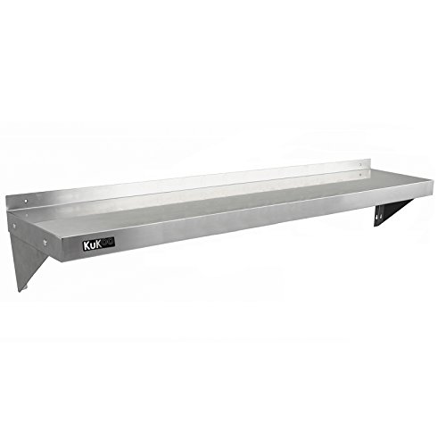 KuKoo - 2 Estantes de Pared 150cm x 30cm de Acero Inoxidable para Cocina Comercial, Café, Bar, Restaurante y Taller