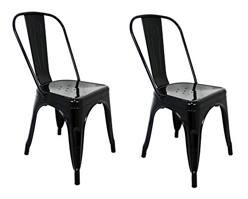 La Silla Española - Pack 2 Sillas estilo Tolix con respaldo. Color Negro. Medidas 85x54x45,5