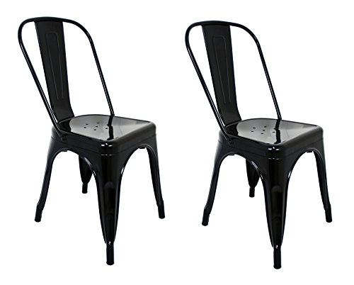 La Silla Española - Pack 2 Sillas estilo Tolix con respaldo. Color Negro. Medidas 85x54x45,5 La Silla Española - Pack 2 Sillas estilo Tolix con respaldo. Color Negro. Medidas 85x54x45,5