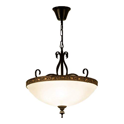 Lámpara de araña con luz colgante tallado retro American Village Hierro blanco redondo Scrub Glass Dormitorio Sala de estar comedor Escaleras 3 Fuente de luz Alto brillo E27 D: 30 45CM. Lámpara de araña con luz colgante tallado retro American Village Hierro blanco redondo Scrub Glass Dormitorio Sala de estar comedor Escaleras 3 Fuente de luz Alto brillo E27 D: 30 45CM.