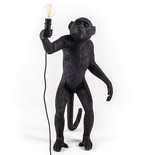Lámpara de araña de mono de oro negro de resina Iluminación de resina Lámpara de cuerda de cáñamo loft Luces Bar Cafe Incluye luces E27 (Model 2)