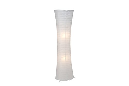 Lámpara de pie de papel clásica, 2 bombillas con casquillo E27de 60 W como máx., metal / Papel de arroz, blanca