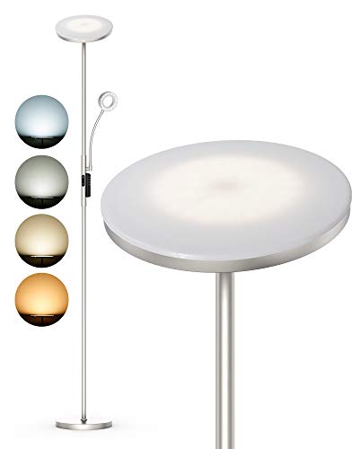 Lámpara de pie LED ANTEN LATONA | 30W+5W, con Luz de Lectura | Regulable 3 Temperaturas de Color, con Mando a Distancia | Níquel Moderno | para Salón, Dormitorio, Oficina, Hotel | Diseño 2021 Lámpara de pie LED ANTEN LATONA | 30W+5W, con Luz de Lectura | Regulable 3 Temperaturas de Color, con Mando a Distancia | Níquel Moderno | para Salón, Dormitorio, Oficina, Hotel | Diseño 2021