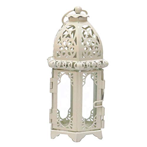 Lámpara de té de cristal marroquí para interiores y exteriores, para colgar en la mesa, con portavelas (cristal blanco transparente) Lámpara de té de cristal marroquí para interiores y exteriores, para colgar en la mesa, con portavelas (cristal blanco transparente)