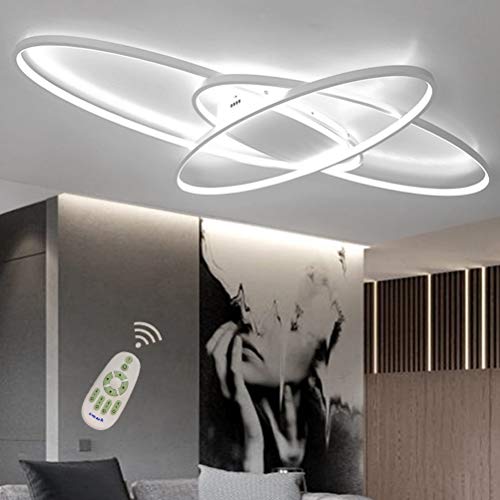 Lámpara LED de Techo de 58 W Regulable Lámpara de Salón con Mando a Distancia Pantalla Acrílica Lámpara de Comedor Lámpara Colgante de Diseño Moderno Ovalado Lámpara de Comedor Dormitorio Baño Decor