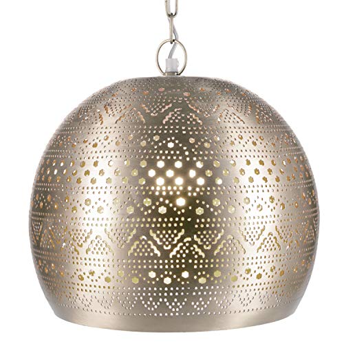 Lámpara Oriental Marroquí - lamparilla colgante - farola de techo Herera Plateado - 30cm - muy práctica para una iluminación excelente - transmite una decoración excelente refinada