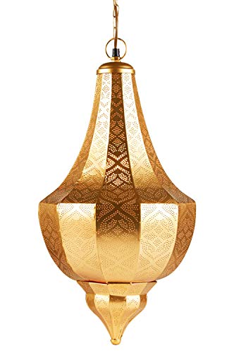 Lámpara Oriental Marroquí - lamparilla colgante - farola de techo Kanita dorado 50cm - muy práctica para una iluminación excelente - transmite una decoración excelente refinada
