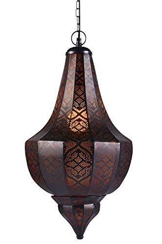 Lámpara Oriental Marroquí - lamparilla colgante - farola de techo Kanita negro 50cm - muy práctica para una iluminación excelente - transmite una decoración excelente refinada