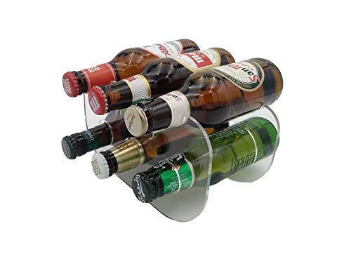 Laserplast Pack 2 Porta Botellas de Cerveza 250 ml. para frigorífico de metacrilato Transparente - Capacidad 6 Botellas 1/5 - Soporte botellines de Cerveza en acrílico plexiglass (2 Unidades)