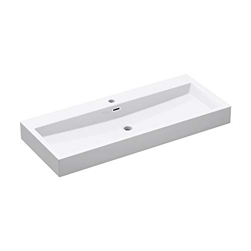 Lavabo sobre encimera/Lavabo suspendido de diseño Colossum06 de 100 cm de Ancho -Lavamano Hecho de mármol fundido Lavabo sobre encimera/Lavabo suspendido de diseño Colossum06 de 100 cm de Ancho -Lavamano Hecho de mármol fundido