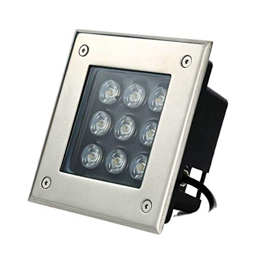 LED Lámpara Empotrable En El Suelo Cuadrado Foco de Techo Empotrable de Suelo for Exterior Luz De Camino Acero Inoxidable IP67 A Prueba de Agua Utilizado for Aceras, Plazas, Parques 9 Poderes, 7 Color