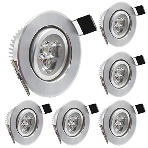 LEDIARY 6 paquetes de Downlights LED de techo, 220 V 3 W 55 mm, ángulo ajustable luces LED pequeñas con controlador LED