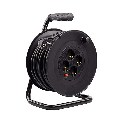 LEDKIA LIGHTING Carrete Alargador de Cable 50m 3x1.5mm Negro