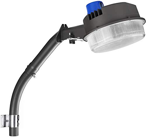 LEDMO Lámpara de pared LED de 120 W, ángulo ajustable, con brazo de montaje, 18000 lm, faroles de calle con fotocélula, lámpara exterior 5000 K, color blanco