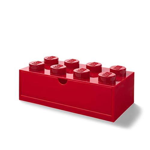 LEGO Cajón de Escritorio con 8 pomos, apilable, Color Rojo, Grande, Large