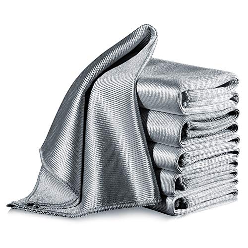 LELE LIFE - 6 paños de limpieza de cristal de microfibra, muy absorbentes sin pelusas, sin rayas, para ventanas, parabrisas, espejos, acero inoxidable, 40 x 40 cm, color gris LELE LIFE - 6 paños de limpieza de cristal de microfibra, muy absorbentes sin pelusas, sin rayas, para ventanas, parabrisas, espejos, acero inoxidable, 40 x 40 cm, color gris