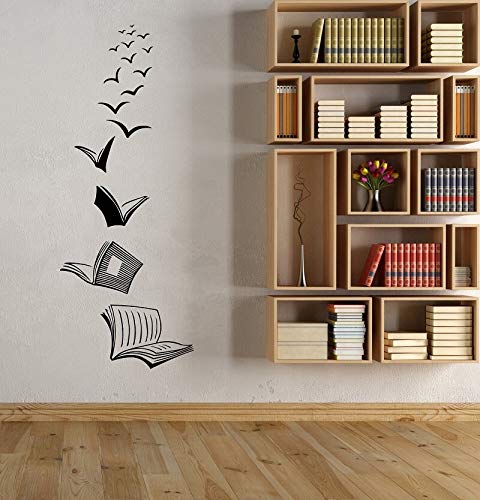 Libro de pájaro abstracto Etiqueta de la pared Sala de lectura Biblioteca escolar Café Sala de estudio Sala de estudio Arte decorativo Etiqueta de la pared Mural A4 22x57cm