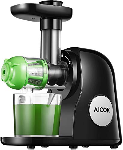 Licuadora Prensado en Frio, Aicok Licuadora Frutas Verduras, Extractor de zumos con Función inversa, Motor Silencioso, Limpieza Fácil con Cepillo, Alto en Nutrientes para Zumo de Frutas y Verduras