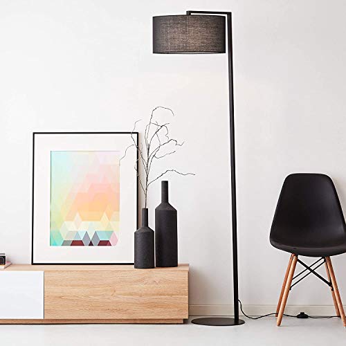 Lightbox Elegante lámpara de pie, 1,75 m, 1 bombilla E27 máx. 25 W de metal/tela en color negro.