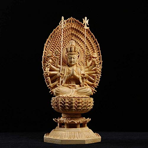 LIGUANGWEN ¿Estatua? ¿Ornamentos? ¿Esculturas? Talla Estatua De Buda Guanyin The Mil Brazos Goddess Estatua De Madera Maciza Feng Shui Estatuas De Madera para Decoraciones