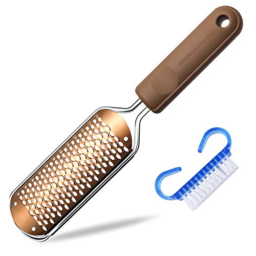 Lima de Pies Premium Removedor de callos para pedicuras - Raspador de pie profesional para el cuidado de los pies Doble cara para eliminar la piel muerta (Cobre) Lima de Pies Premium Removedor de callos para pedicuras - Raspador de pie profesional para el cuidado de los pies Doble cara para eliminar la piel muerta (Cobre)
