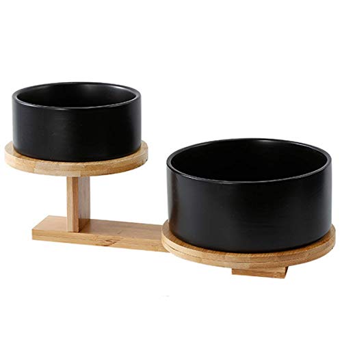 LLSS - Estante de cerámica para Frutas con estantes de bambú, 2 ensaladeras, Mesa de Centro, cestas de Frutas Decorativas, Color Negro