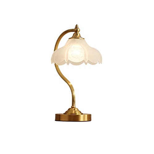 LogIme Lámpara de cabecera del escritorio de la forma de la lámpara de cobre pantalla de cristal del lirio del diseño moderno de la sala de estar dormitorio Estudio de cabecera luz decorativa luces E2
