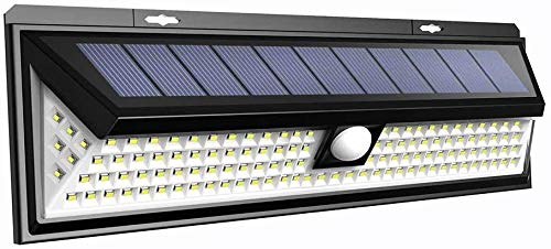 LTPAG Lamparas Solares LED Exterior, 118 LED Foco LED Solar con Sensor de Movimiento, 3 Modos Luces Solares Jardin Exterior IP65 Impermeable Farolas Luz de Caminos Iluminación de Patio y Terraza