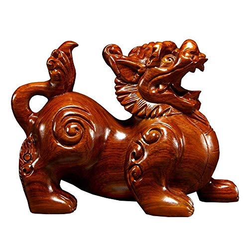 L.TSN Estatuas Chinas de Feng Shui PiXiu/PiYao, decoración de Palisandro, Figura de Prosperidad para el hogar y la Oficina, símbolo de Riqueza y Buena Suerte, Adorno de escultur
