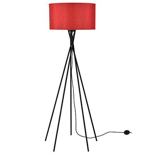 [lux.pro] Lámpara de pie 'Red Mikado' - trípode - E27 / 60 W / 230 V - rojo (155cm - 48 cm) - diseño - estructura de metal