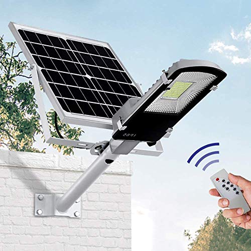 LYZL Farola Solar LED para Exteriores 10W~200W con Soporte Ajustable y Control Remoto IP65 Impermeable Solar Iluminacion para Jardin, Patio, Camino,10W