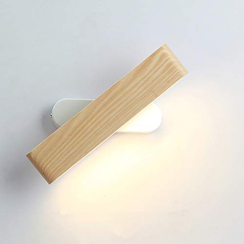 Martll Lámpara de Pared LED Interior Aplique de Pared Madera Luz de pared 360° Giratoria Blanco Cálido Lámpara Pared para Sala de estar Dormitorio Escalera Pasillo (28cm)