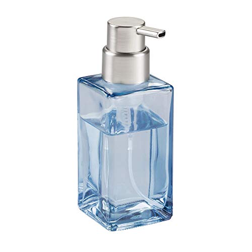 mDesign Dispensador de Espuma – Elegante dosificador de jabón en Espuma de Cristal con Capacidad de 414 ml – Dosificador de baño con Cabezal de plástico Inoxidable – Azul/Plateado Mate mDesign Dispensador de Espuma – Elegante dosificador de jabón en Espuma de Cristal con Capacidad de 414 ml – Dosificador de baño con Cabezal de plástico Inoxidable – Azul/Plateado Mate