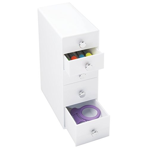 mDesign Organizador con cajones – Color: blanco – Ideal organizador para bolígrafos de escritorio con 3 cajones pequeños y 2 grandes – Práctico accesorio para conseguir el orden en el escritorio mDesign Organizador con cajones – Color: blanco – Ideal organizador para bolígrafos de escritorio con 3 cajones pequeños y 2 grandes – Práctico accesorio para conseguir el orden en el escritorio