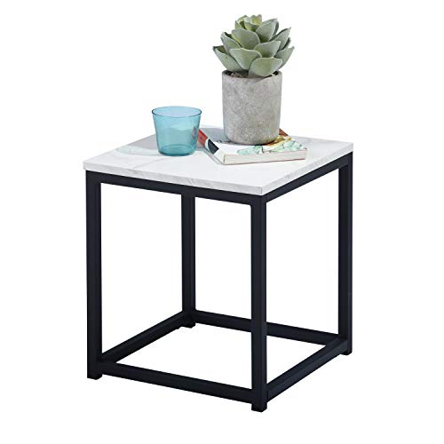 Mesa Auxiliar con Extremo de sofá para salón, Dormitorio, Estructura de Metal y una Parte Superior en decoración mármol y Negro Facto End, Mesa Marble R1, mármol 3, 35 x 35 x 40 cm Mesa Auxiliar con Extremo de sofá para salón, Dormitorio, Estructura de Metal y una Parte Superior en decoración mármol y Negro Facto End, Mesa Marble R1, mármol 3, 35 x 35 x 40 cm