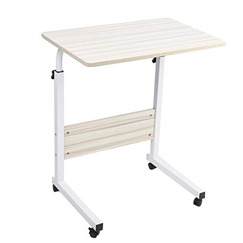 Mesa Móvil para Ordenador Portátil Laptop, Escritorio Ajustable con Ruedas para Computadora PC Enfermería Lectura Comer, Estación de Trabajo en Hogar Oficina, Mesa Auxiliar para Cama Sofá(Beige)