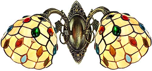 MISLD Lámpara De Pared Vintage Tiffany Clásico Barroco con Piedras Preciosas Y Vitrales Apliques De 2 Cabezales Soporte De Lámpara De Hoja De Bronce E27 Sala De Estar Dormitorio Pasillo Pasillo MISLD Lámpara De Pared Vintage Tiffany Clásico Barroco con Piedras Preciosas Y Vitrales Apliques De 2 Cabezales Soporte De Lámpara De Hoja De Bronce E27 Sala De Estar Dormitorio Pasillo Pasillo