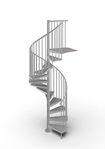 Mister Step Gamia Metal escalera de caracol para interiores de acero pintado - Diámetro 120 cm. 12 peldaños (gris RAL 9006)