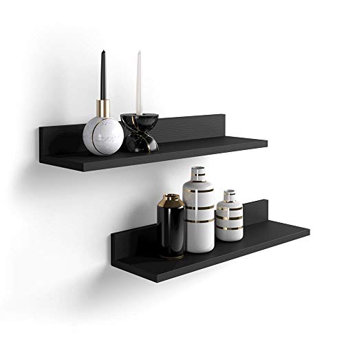 Mobili Fiver, Par de estantes, Modelo Rachele, de MDF, 60 cm, Color Madera Negra, Aglomerado y Melamina, Made in Italy Mobili Fiver, Par de estantes, Modelo Rachele, de MDF, 60 cm, Color Madera Negra, Aglomerado y Melamina, Made in Italy