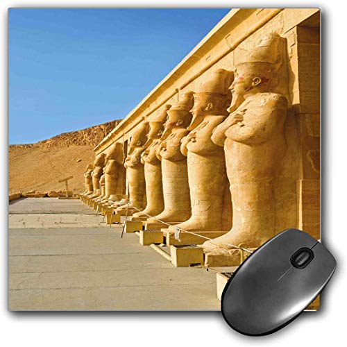 Mouse Pad Gaming Funcional Pilar Alfombrilla de ratón gruesa impermeable para escritorio La fachada envejecida del edificio Hatshephut con las antiguas estatuas antiguas de Osirian,castaño castaño, Ba