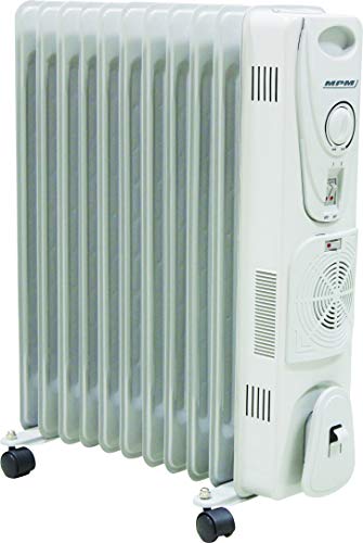 MPM MUG-14 Radiador de Aceite Portátil con Turbo-Fan y Termo, 2700 W, 0 Decibeles, Blanco