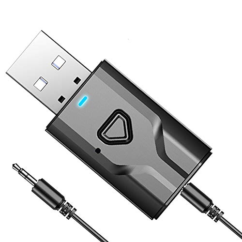 NETVIP Adaptador Bluetooth USB Bluetooth Receptor Transmisor 2 en 1 Bluetooth 5.0 Adaptador con Audio Inalámbrico 3.5MM Cable, para TV y PC, Audio del Automóvil,con Modo de conmutación TX/RX