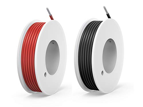 NorthPada 18 AWG 0,75mm² Alambres eléctricos Kit de Cable Eléctrico Cables de silicona Cable de cobre estañado 2 Colores(Negro+Rojo) 600V 7,5A 2 x 4 Metros