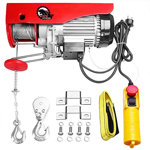 OPENROAD polipasto eléctrico Transmisión 250 kg/500 kg, 230V 800W polipasto Eléctrico de Elevación, Altura de elevación 6-12 m, Interruptor de freno de emergencia, Viene con cabestrillo y correas. OPENROAD polipasto eléctrico Transmisión 250 kg/500 kg, 230V 800W polipasto Eléctrico de Elevación, Altura de elevación 6-12 m, Interruptor de freno de emergencia, Viene con cabestrillo y correas.