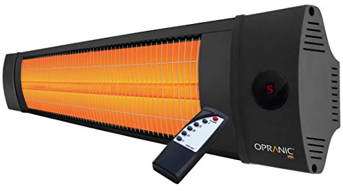 OPRANIC PRO - LAVA Calefactor eléctrico de infrarrojos, 2300 vatios, Mando a distancia con, 5 potencias, A prueba de salpicaduras IPX4, Color negro perla, Estufa infrarrojo exterior de bajo consumo