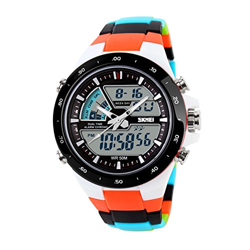 Oro de la Moda Local Deportes al Aire Libre Dual Watch de Men/Reloj Digital de gelatina Individual de los Estudiantes-C