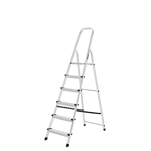 ORYX 23010004 Escalera Aluminio 6 Peldaños Plegable, Uso doméstico, Antideslizante, Ligera y Resistente ORYX 23010004 Escalera Aluminio 6 Peldaños Plegable, Uso doméstico, Antideslizante, Ligera y Resistente