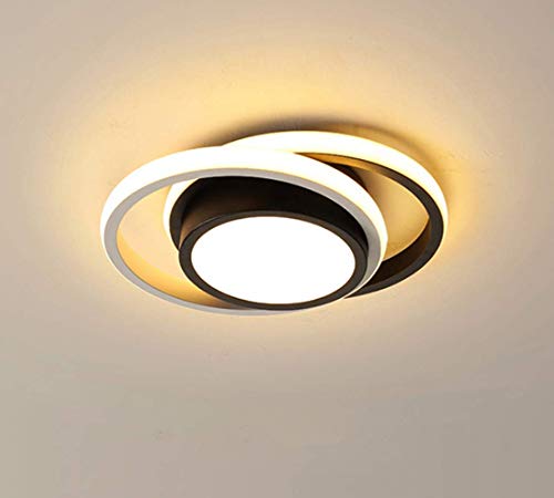 Osairous LED Lámpara de Techo, 21 W, 2 anillos, plafón moderno, 3500 K, de metal acrílico blanco para salón, dormitorio, estudio, etc.