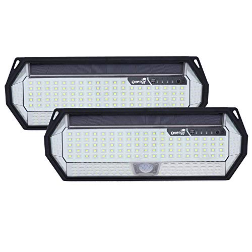 Overgy PACK 2 Luz Solar Exterior para jardín 196 LED Lámpara grande de 8 lados impermeable IP65, batería de 4400 mAh de larga duración con sensor de movimiento y 3 modos de uso Pack 2 Lámparas 196 LED Overgy PACK 2 Luz Solar Exterior para jardín 196 LED Lámpara grande de 8 lados impermeable IP65, batería de 4400 mAh de larga duración con sensor de movimiento y 3 modos de uso Pack 2 Lámparas 196 LED