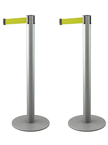 Pack de 2 Postes separadores con Cinta Extensible: Eco Plata - Cinta Amarilla Pack de 2 Postes separadores con Cinta Extensible: Eco Plata - Cinta Amarilla